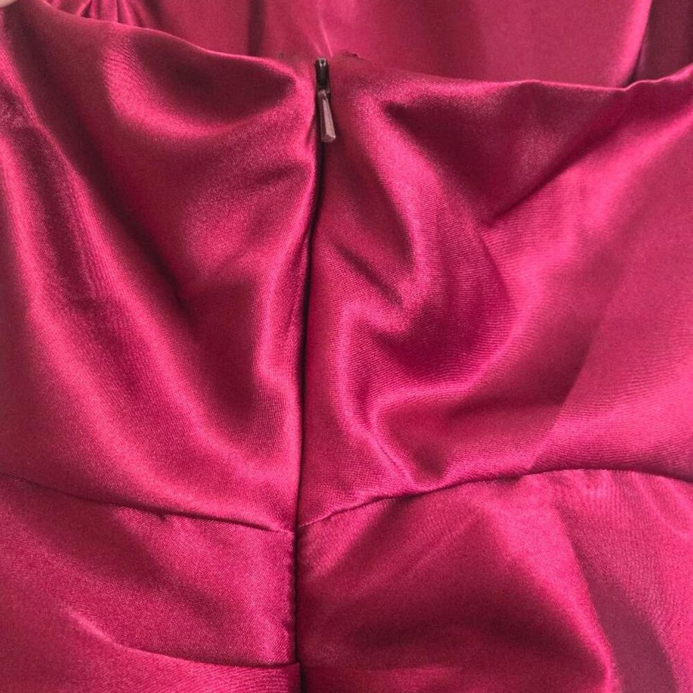 Cowl Halter Neck Charmeuse Long Betsy-Adam Women's Burgundy and Red Dress - Picture 5 of 8